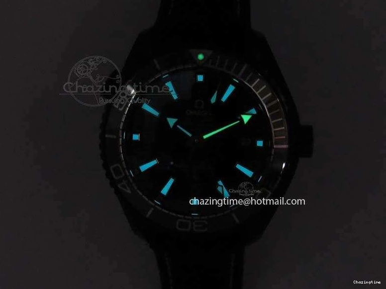 0705 ComfortFit Planet Ocean 45mm GMT DLC JHF Best Edition Black Dial On Rubber Strap A 8194